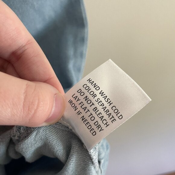 LE LIS Women L Denim Casual 90s Rodeo Puff Sleeve Button Front Mini Dress NWT - Picture 11 of 12